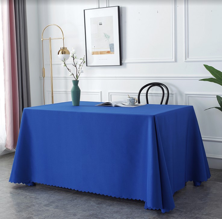 纯色会议桌桌布长方形加厚宝蓝色