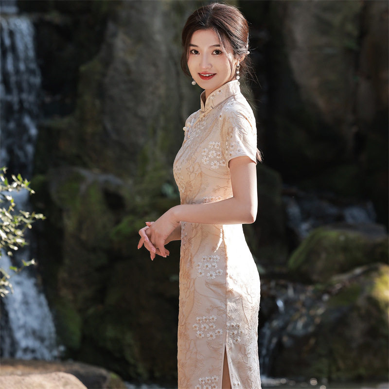 2026新款春夏网纱刺绣双层旗袍仙女裙清新文艺改良旗袍年