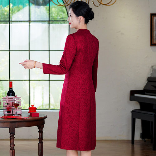2026新款儿子结婚妈妈婚宴装气质套装二件套秋冬修身喜婆