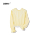 OVENHO文厚 落梅如雨撞色蕾丝花边前后两穿小衫