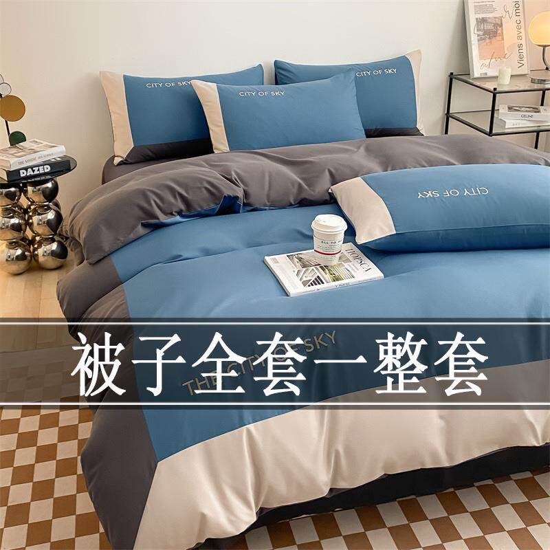 四季款被子全套一整套枕头被芯床上用品八件套单人学生被褥春秋被