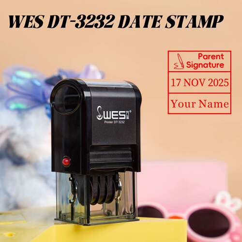 DT-3232正方形英文日期印章文本印章可调节万玺回墨印章材料