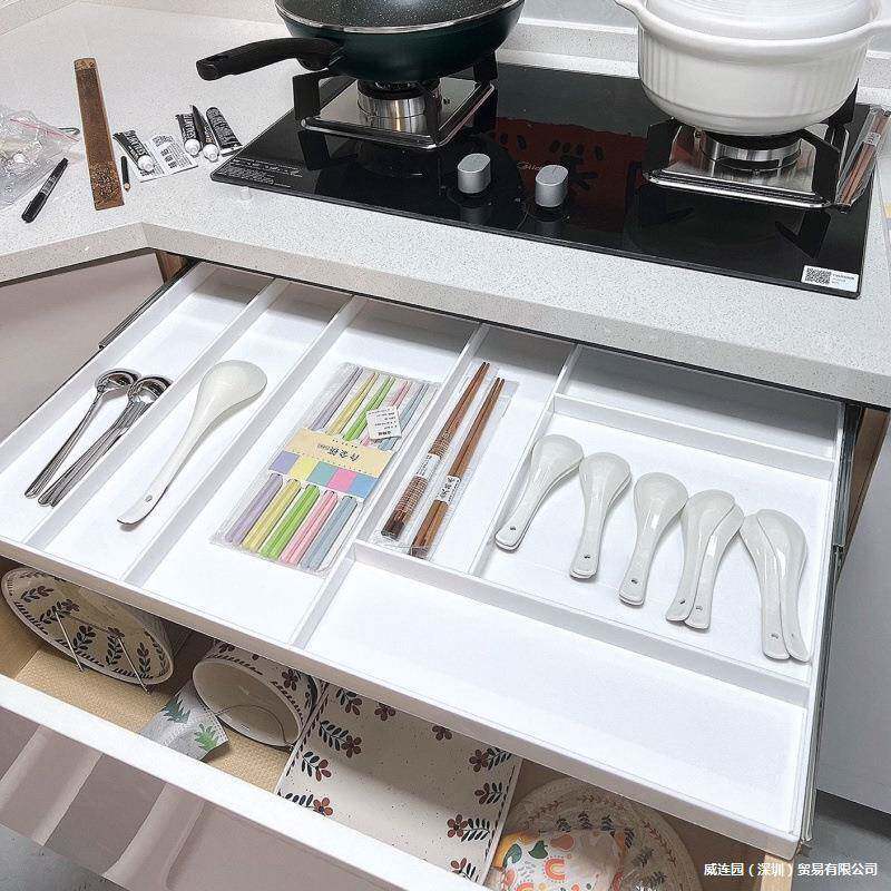 免打孔托盘带滑轨道抽屉拉篮抽中抽厨房调料餐具碗碟架分格收纳