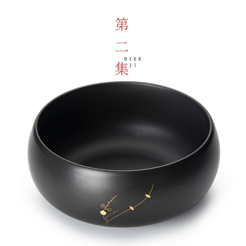 第二集非遗锔钉工艺黑泥紫砂茶洗水盂大号茶渣缸中式茶洗陶瓷笔洗