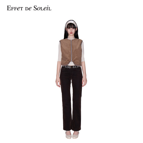 Effet de Soleil钉珠腰头植绒牛仔修身长裤女装新品26秋