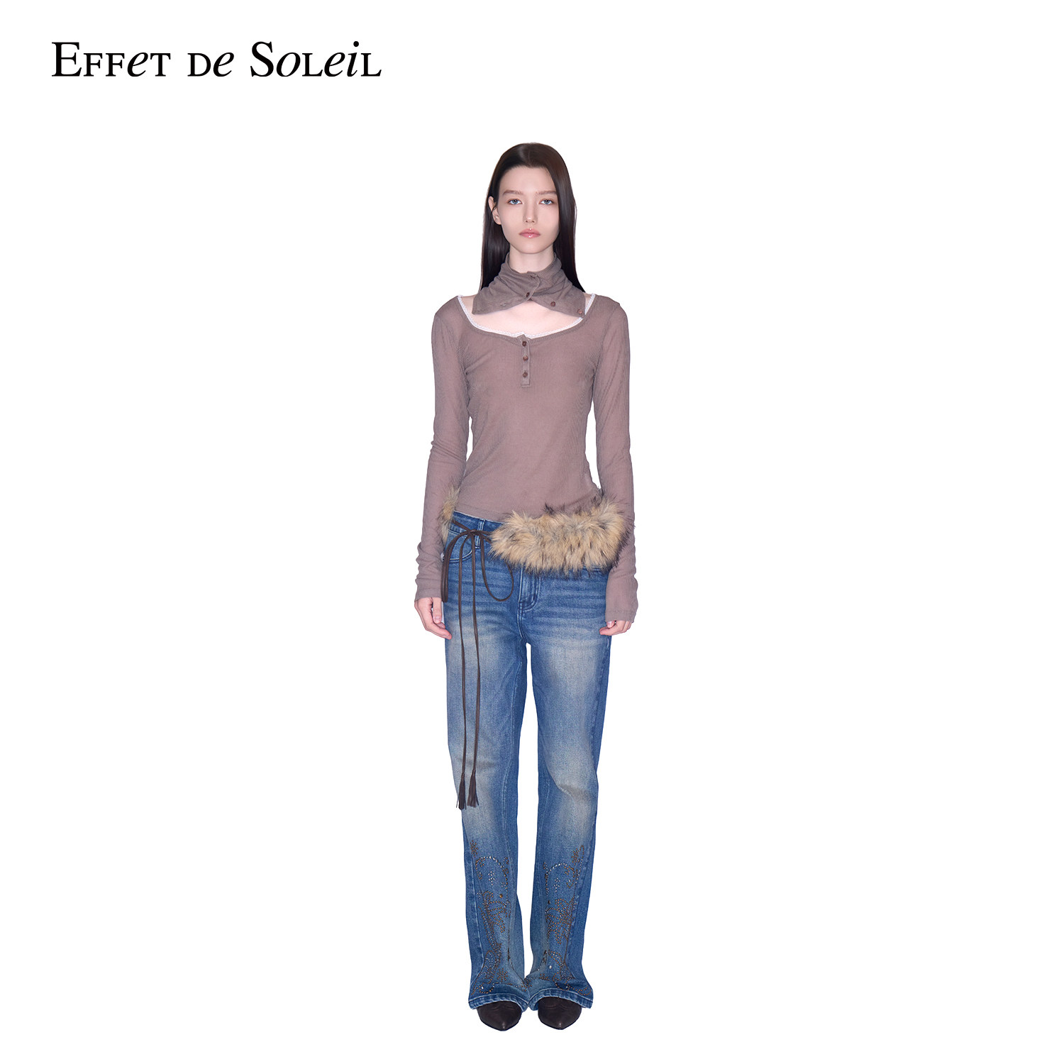 【虞书欣明星同款】Effet de Soleil做旧牛仔裤直筒长裤女新品26