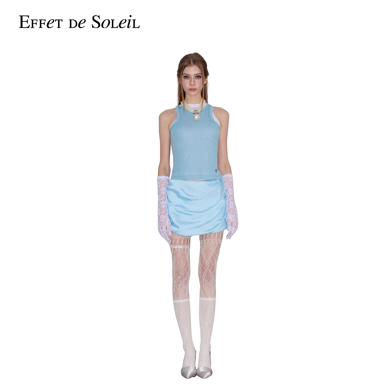 Effet de Soleil烫钻低腰缎面半身裙包臀短裙女装新品26夏