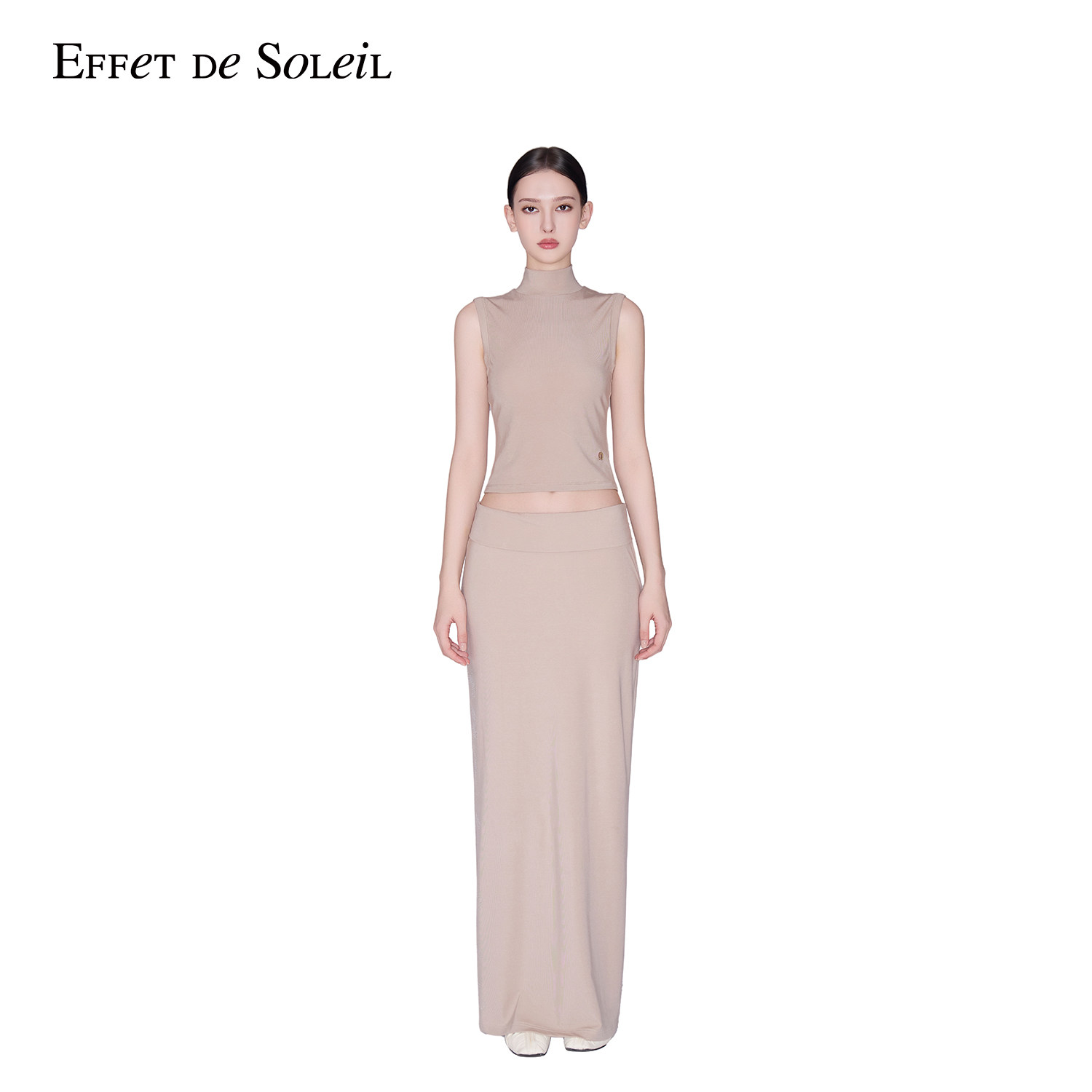 Effet de Soleil烫钻翻腰头修身长裙半身裙女装新品26秋