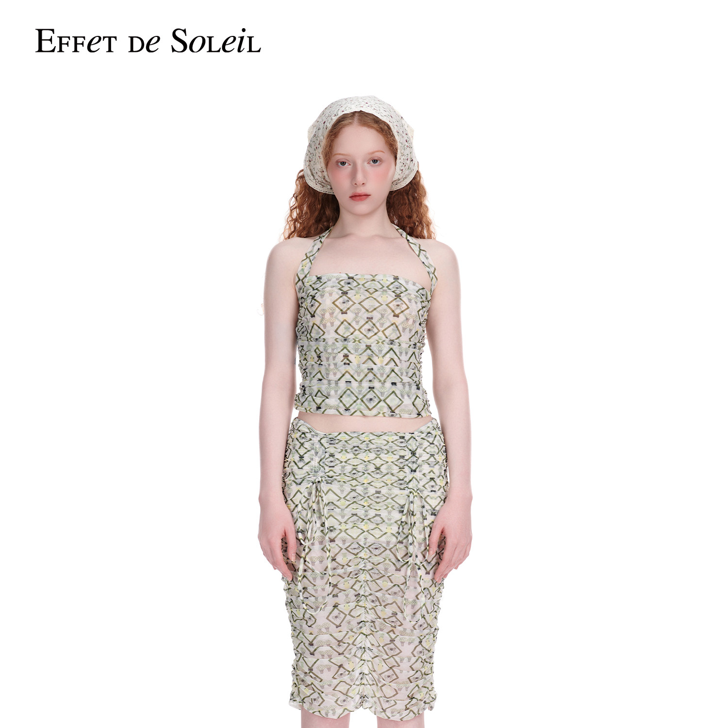 Effet de Soleil挂脖露背网纱吊带背心女短款无袖上衣新品26夏