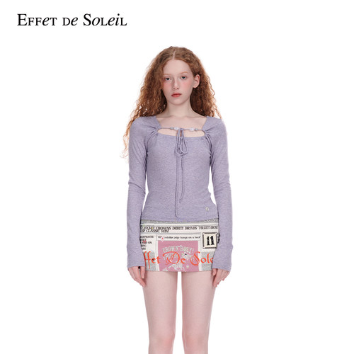 【明星同款】Effet de Soleil串珠系带长袖T恤上衣女装组合kep1er