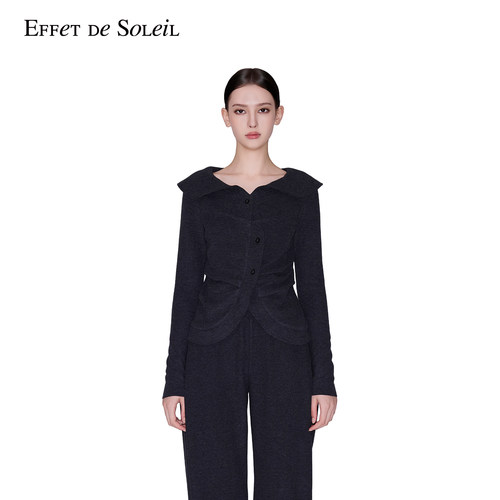 Effet de Soleil德绒针织纽扣长袖开衫上衣女装新品26秋