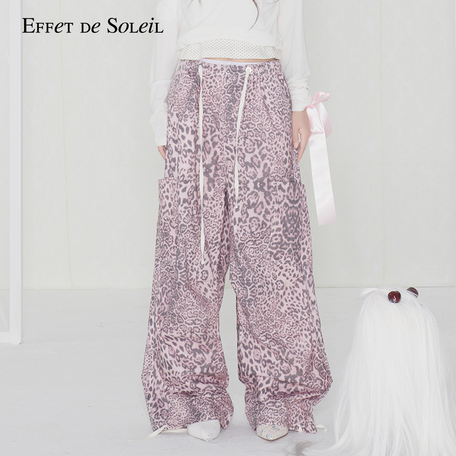 【明星同款】Effet de Soleil豹纹裤休闲直筒裤女低腰宽松