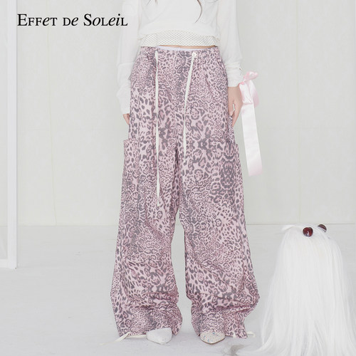 【明星同款】Effet de Soleil豹纹裤休闲直筒裤女低腰宽松