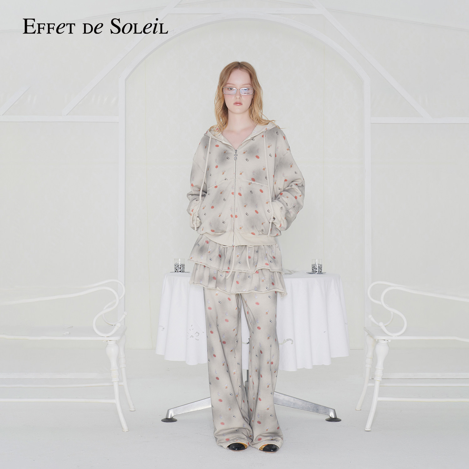 Effet de Soleil假两件叠穿蛋糕裙裤休闲长裤卫裤女装新品