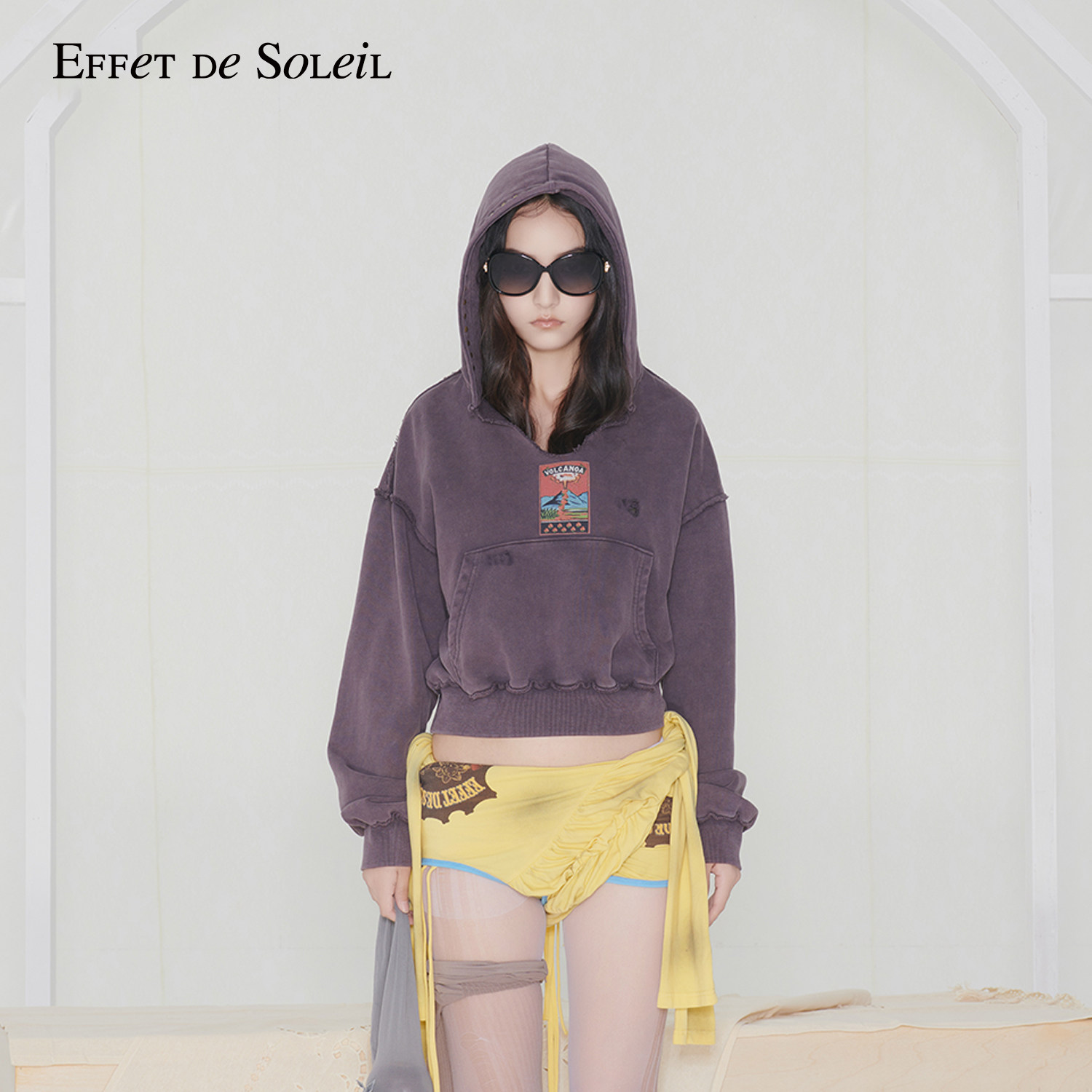 【博主同款】Effet de Soleil美式复古铆钉套头连帽宽松卫衣长袖