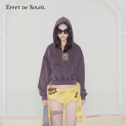 【博主同款】Effet de Soleil美式复古铆钉套头连帽宽松卫衣长袖