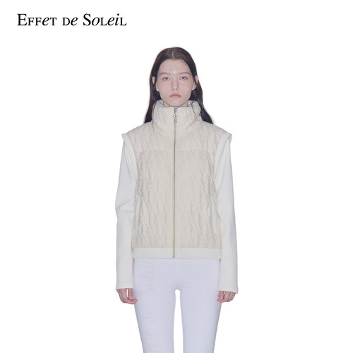 Effet de Soleil可拆卸袖针织高领羽绒服外套女装新品26冬
