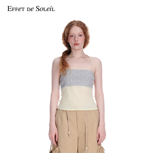 Effet de Soleil拼色挂脖吊带背心上衣女装新品26夏