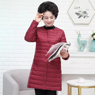 2026新款中老年轻薄羽绒服女士中长款加肥大码圆领打底内胆秋