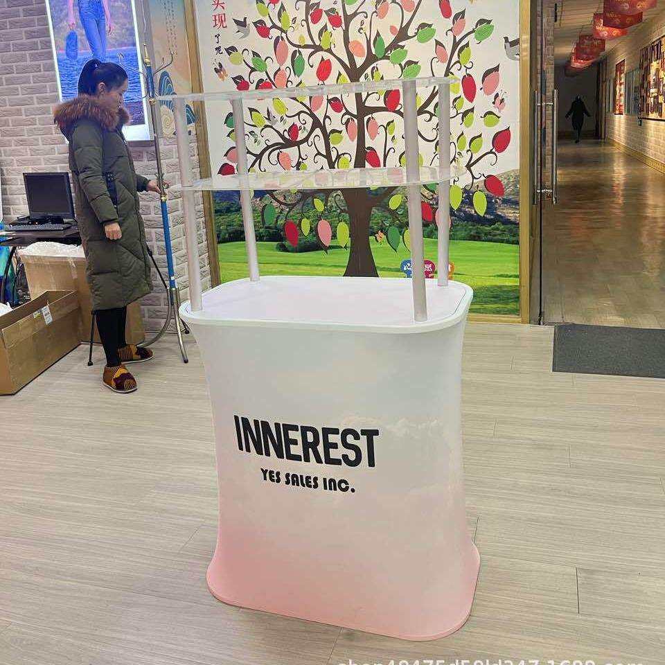 快幕秀前台厂家展会接待台户外地推展示台圆形铝合金折叠促销台