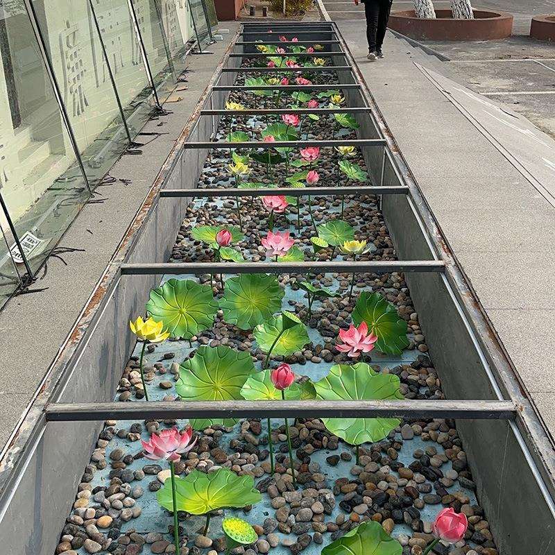 绿色铁艺荷花荷叶装饰摆件金属莲花莲叶莲蓬创意景观景区布置路引