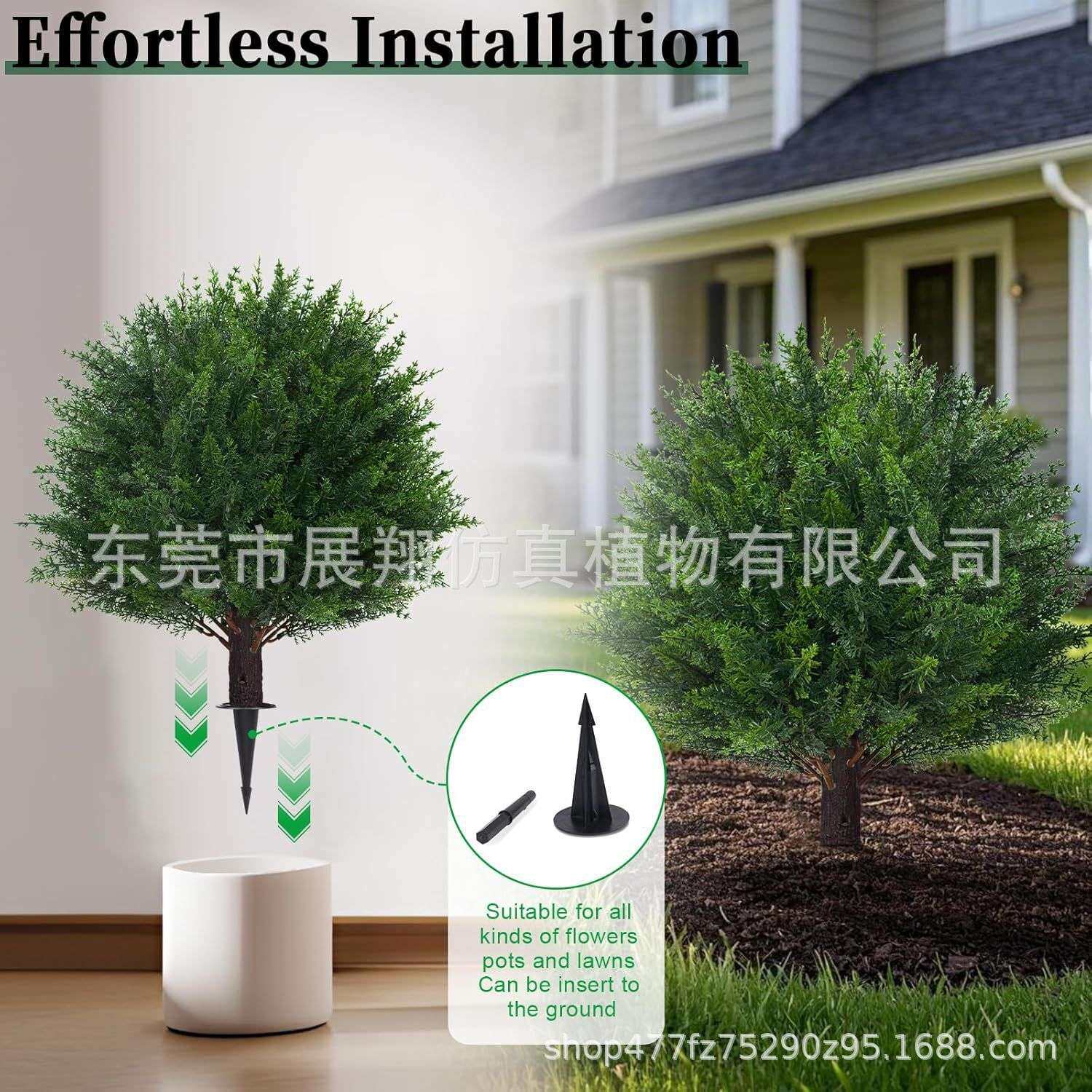 亚马逊爆款直销仿真柏树植物可拆装地插小柏树绿植工艺室外装饰品