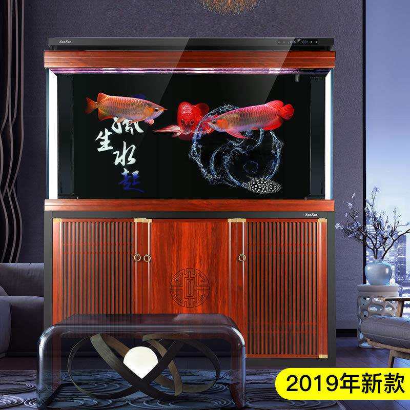森森大型龙鱼缸 超白客厅底滤水族箱 落地家用玄关隔断屏风鱼缸