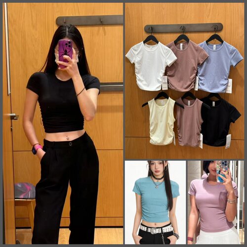 露露乐蒙少女风修身短袖T恤