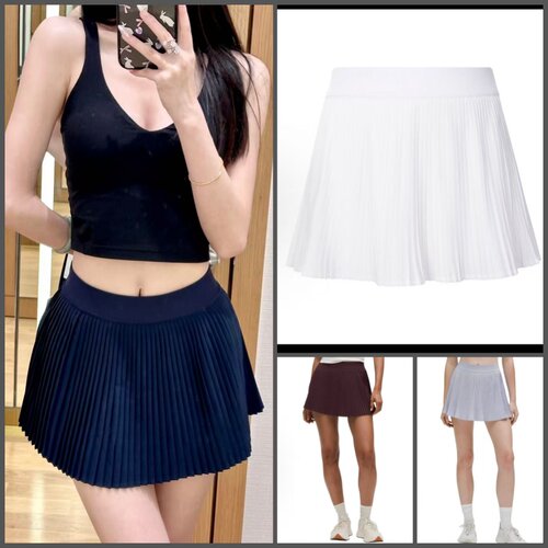 露露乐蒙高腰风琴褶网球短裙女