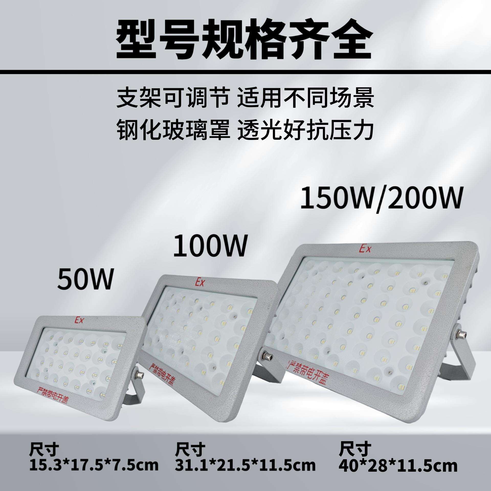 led防爆工矿灯投光泛光灯仓库厂房防爆灯50W100W加油站铸铝吸顶灯