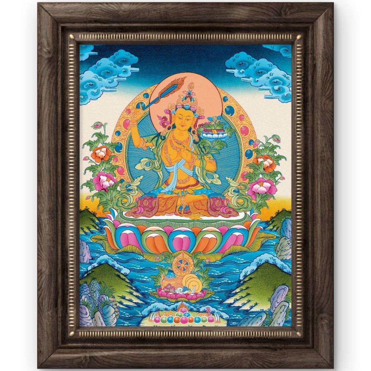 唐卡画框摆件守护十二生肖画像生肖马守护神大势至菩萨专用装饰