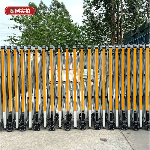 铝合金手动推拉伸缩门简易交通高速护栏路障学校小区手推伸缩护栏