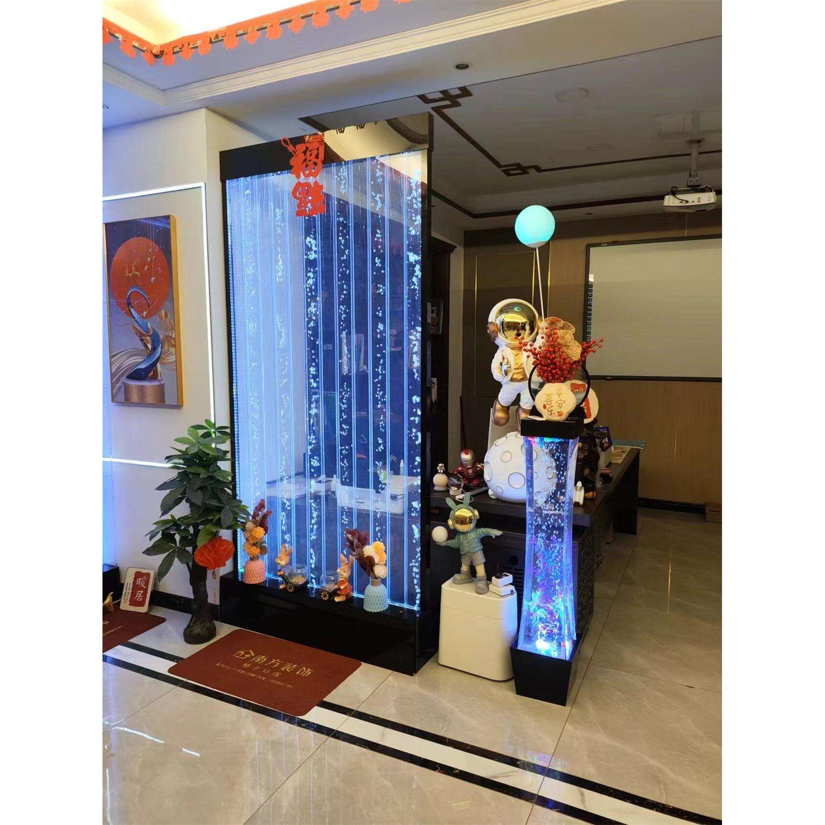 水幕屏风隔断墙变光水幕墙气泡大型亚克力玄关鱼缸客厅水族箱