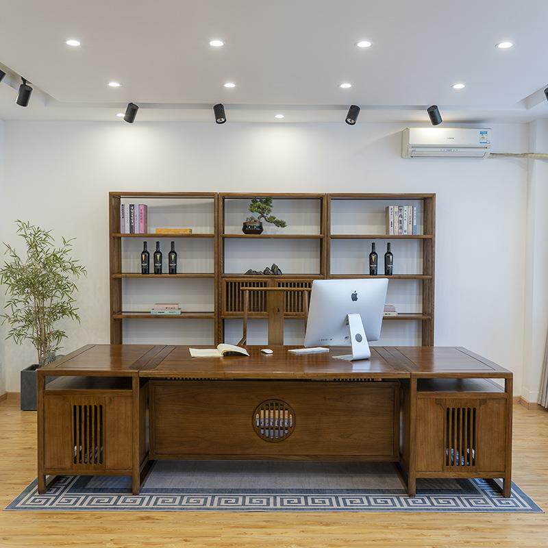 新中式实木280大班桌简约总裁经理办公桌组合老板电脑书法桌大气