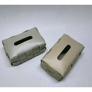 高端马安革皮革编织纸巾盒室内售楼部样板间