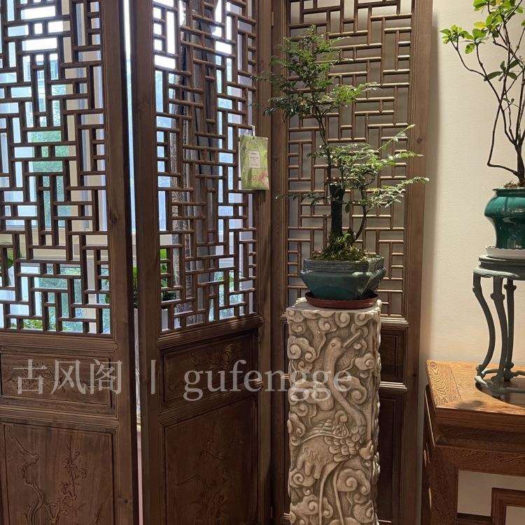 复古做旧屏风中式折叠移动隔断装饰仿古实木花格玄关折屏禅意摄影
