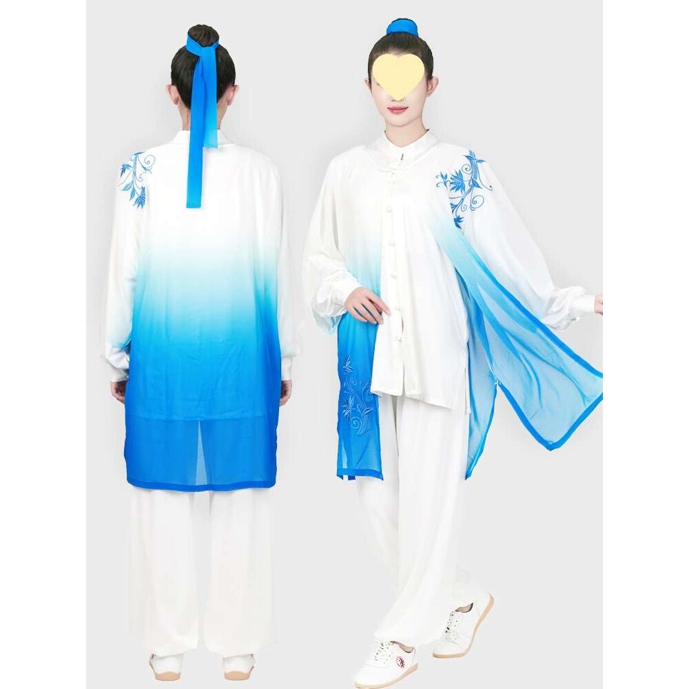 太极服新款披沙女变色刺绣披风武术太极拳比赛演出服男外搭披肩