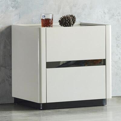 BER107#家用卧室床头柜现代简约烤漆整装储物柜小户型收纳柜双抽