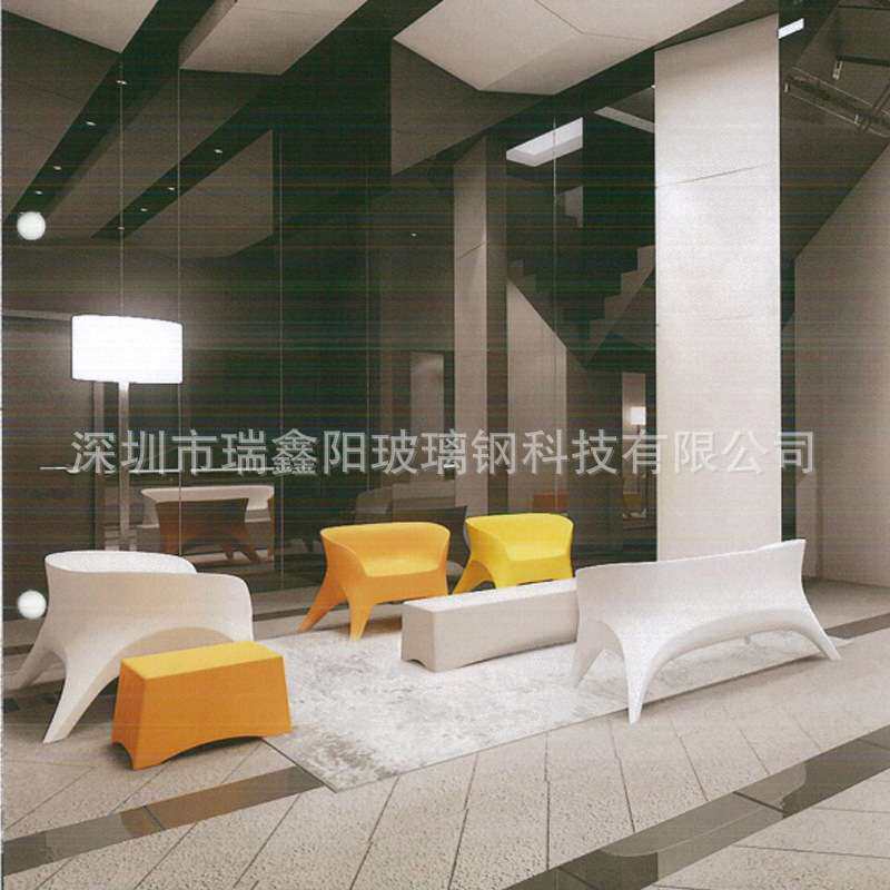 玻璃钢座椅商场休闲椅公共休息沙发椅子户外创意造型凳防腐木坐凳