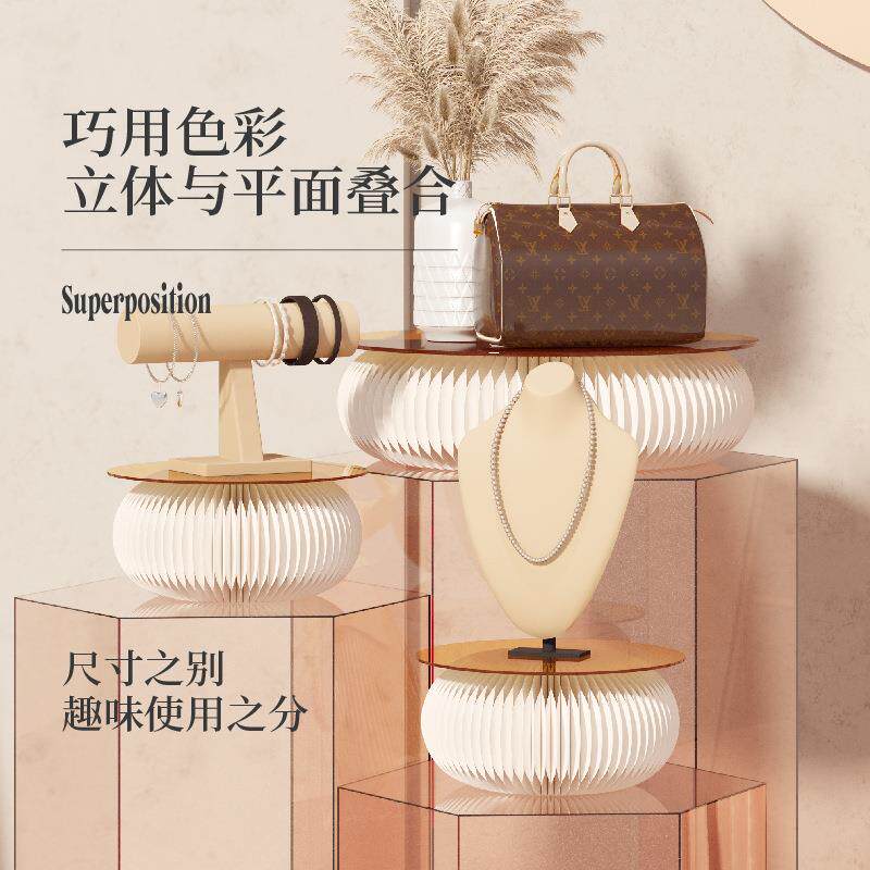 十八纸甜甜圈微展台圆形展示台可折叠小摆台装饰拍摄陈列架小展架