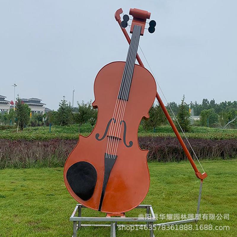 不锈钢大提琴雕塑婚庆庭院园林造景创意琴简约现代装饰品摆件