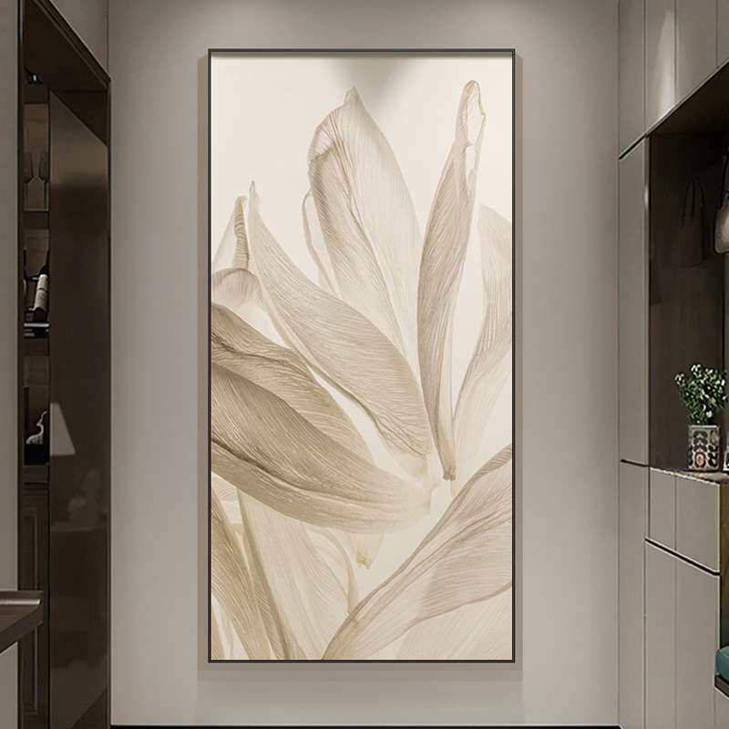 现代简约素雅入户玄关装饰画极简花卉客厅壁画走廊过道竖版挂画