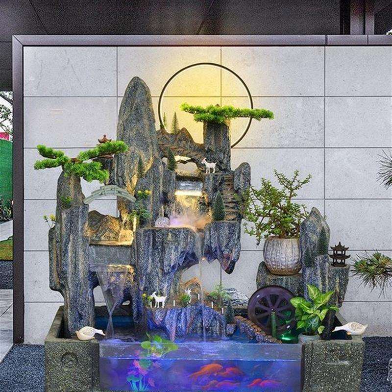 庭院户外办公室花园假山流水喷泉阳台客厅风水轮景观造景布垒德株