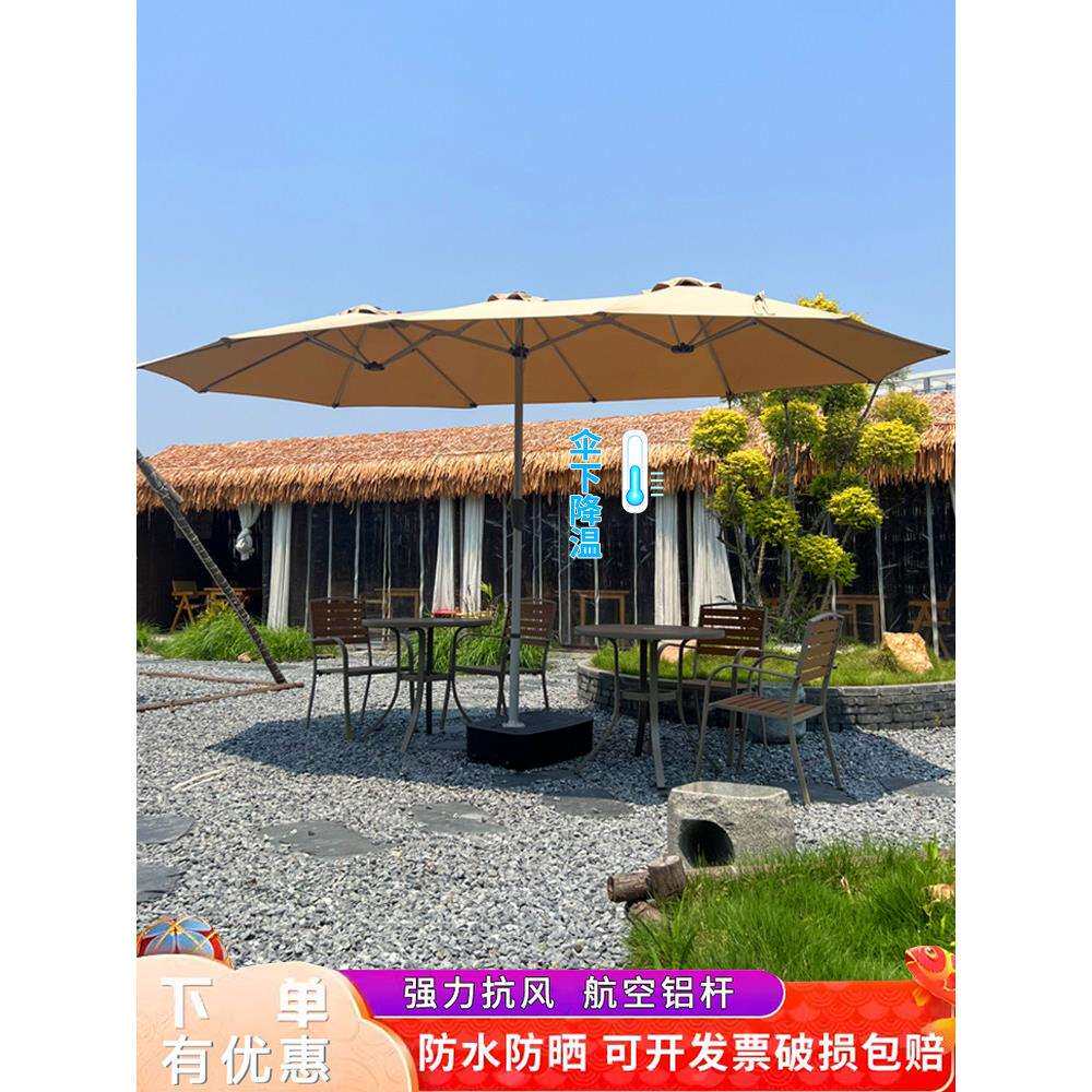 户外遮阳伞庭院伞强抗风铝杆大型太阳伞阳台中柱伞罗马伞别墅天台