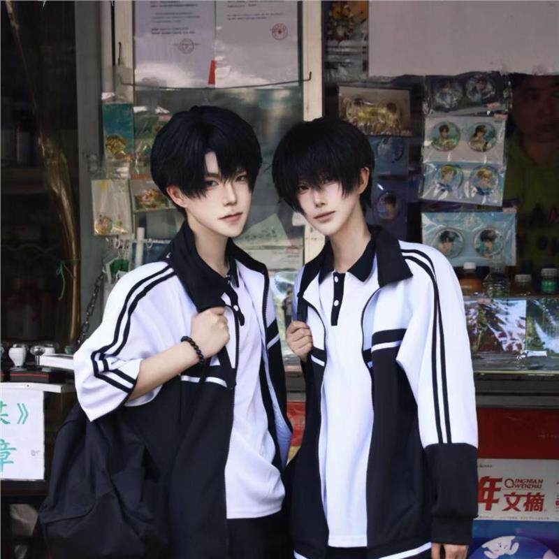 同款校服cos江添盛望三件套男女同款黑白色外套动漫cos服