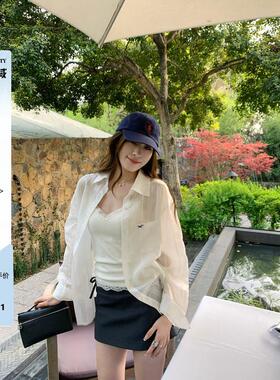 Hhyii 小海鸥白色防晒衬衫外套女夏季新款气质慵懒风法式宽松上衣
