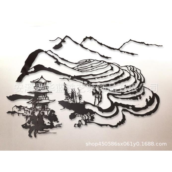 中式铁艺壁饰中国风江南水乡立体金属挂件墙上装饰创意墙壁壁挂