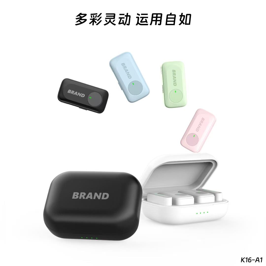 新款K16无线领夹麦克风一拖二带充电仓户外室内高清收音直播拍摄