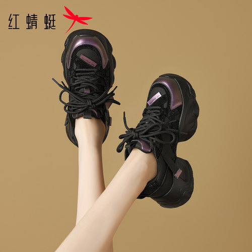红蜻蜓老爹鞋女增高厚底休闲运动