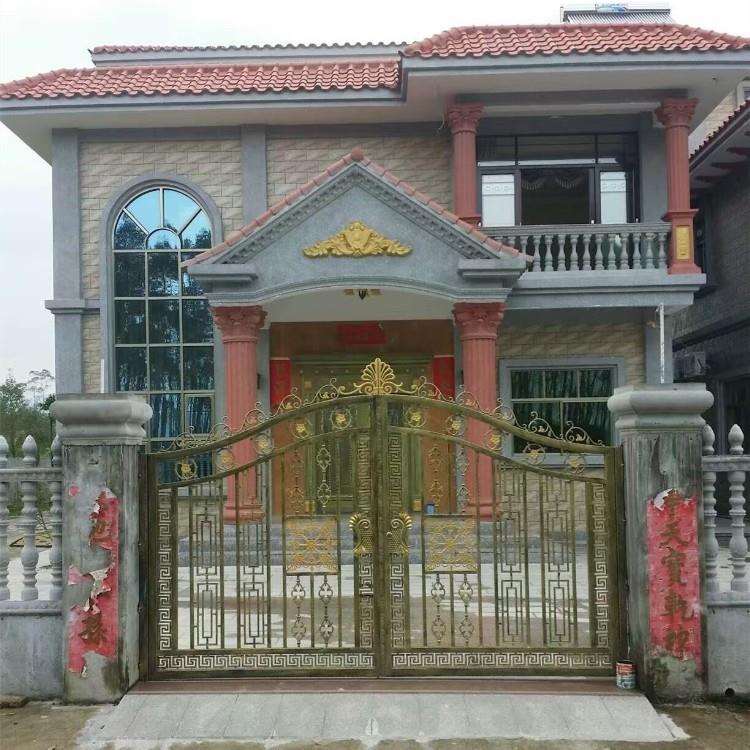 厂家供应花园大门 双开铁艺大门古铜庭院门 电动平移门铁艺门